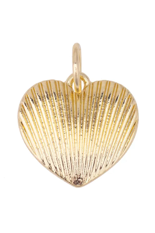 Ribbed Heart Charm in Shiny Gold sold by Canvas Style