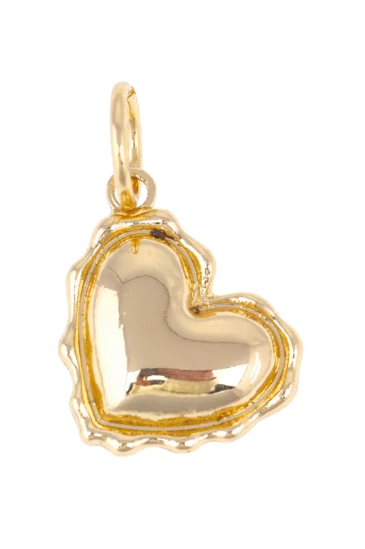 Stamped Heart Charm in Shiny Gold sold by Canvas Style