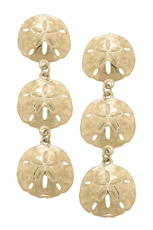 Jeanie Sand Dollar Statement Earrings in Shiny Gold sold by Canvas Style