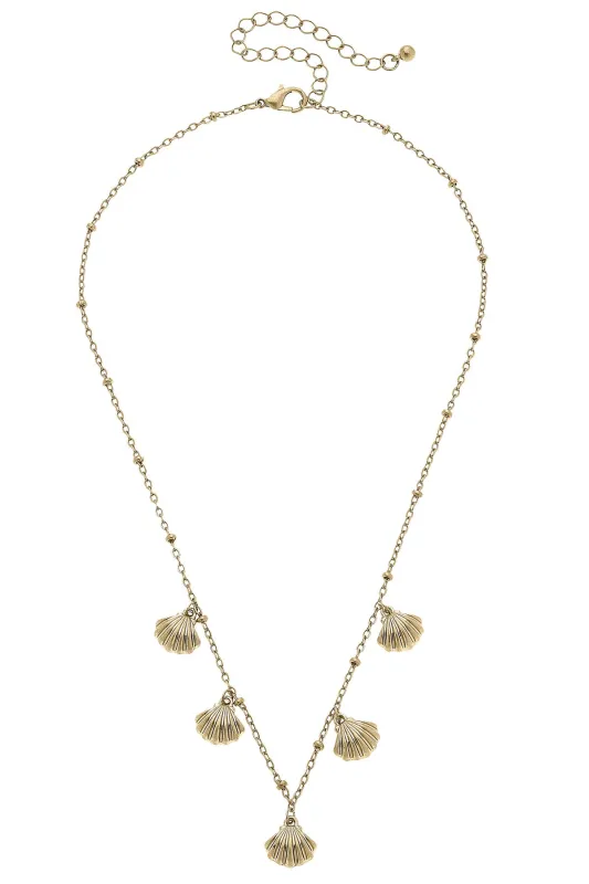 Catalina Cockle Shell Drip Necklace in Shiny Gold sold by Canvas Style
