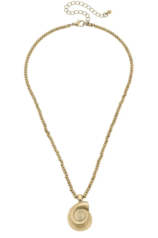 Cordelia Shell Necklace in Shiny Gold sold by Canvas Style