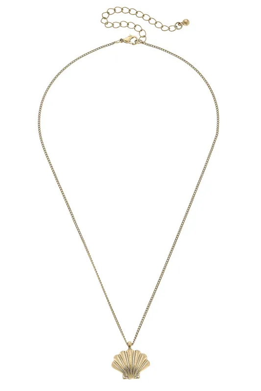 Mauri Clamshell Necklace in Shiny Gold sold by Canvas Style