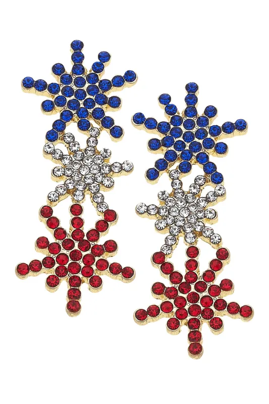 Firework Show Pave Earrings in Red, White, & Blue made by Canvas Style