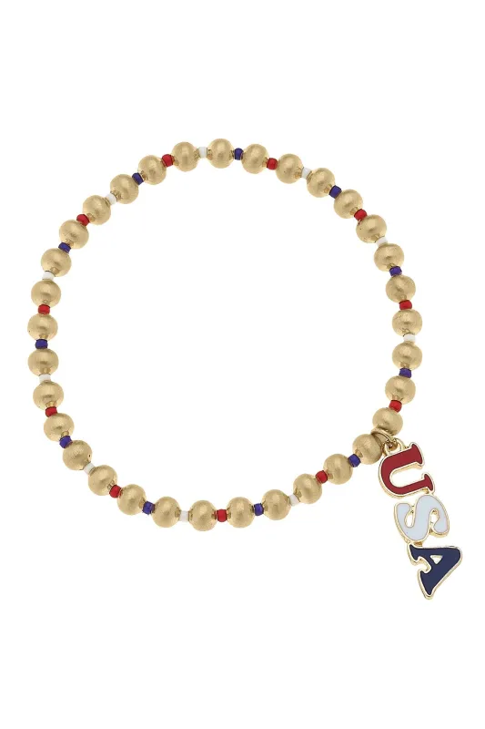 USA Ball Bead Stretch Bracelet sold by Canvas Style