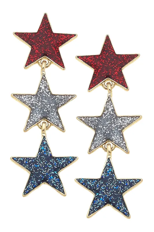 Americana Linked Stars Earrings sold by Canvas Style