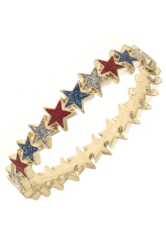 Star Spangled Glitter Hinge Bangle sold by Canvas Style