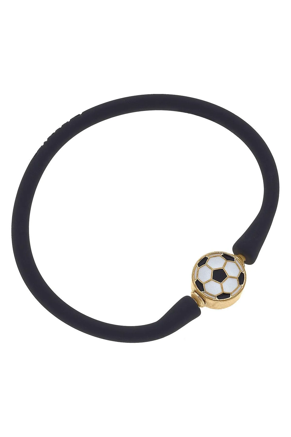 Enamel Soccer Ball Silicone Bali Bracelet in Black sold by Canvas Style