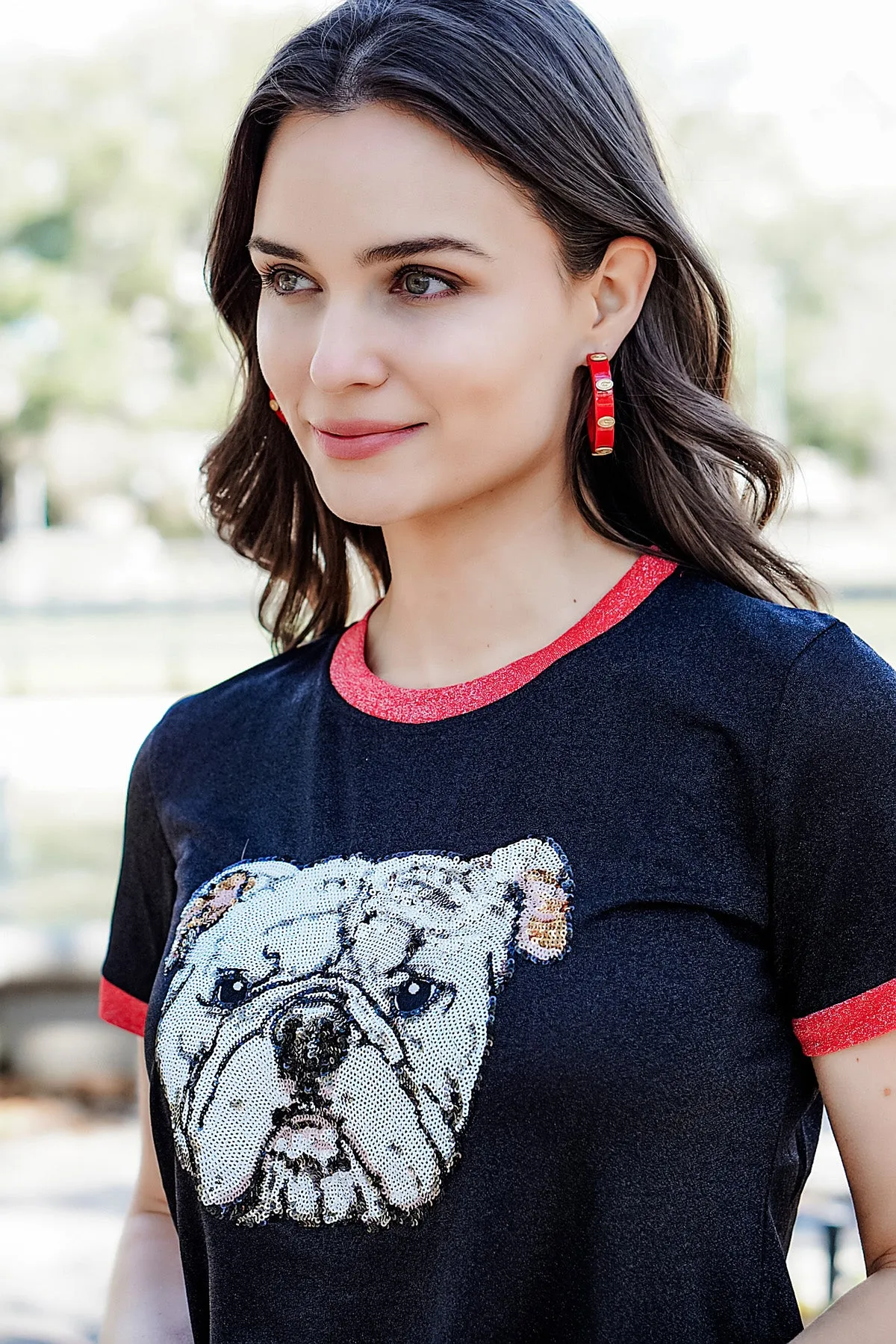 Georgia Bulldogs Resin Logo Hoop Earrings sold by Canvas Style product image thumbnail 2
