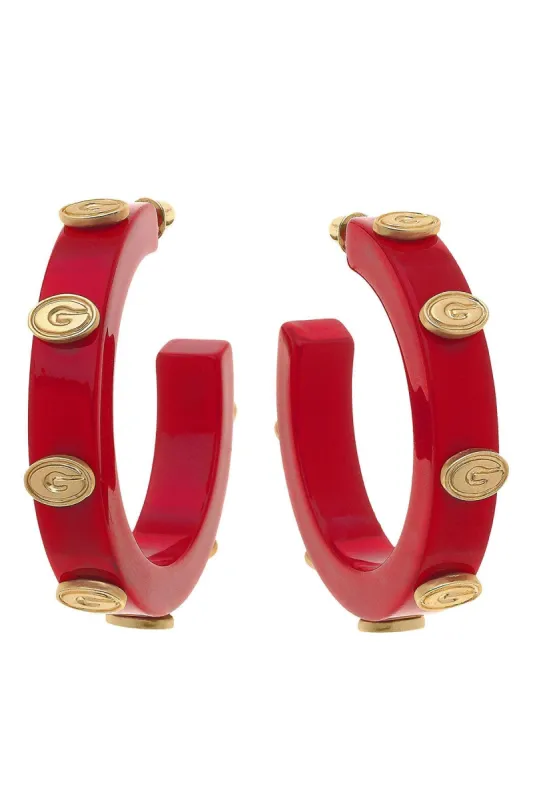 Georgia Bulldogs Resin Logo Hoop Earrings sold by Canvas Style