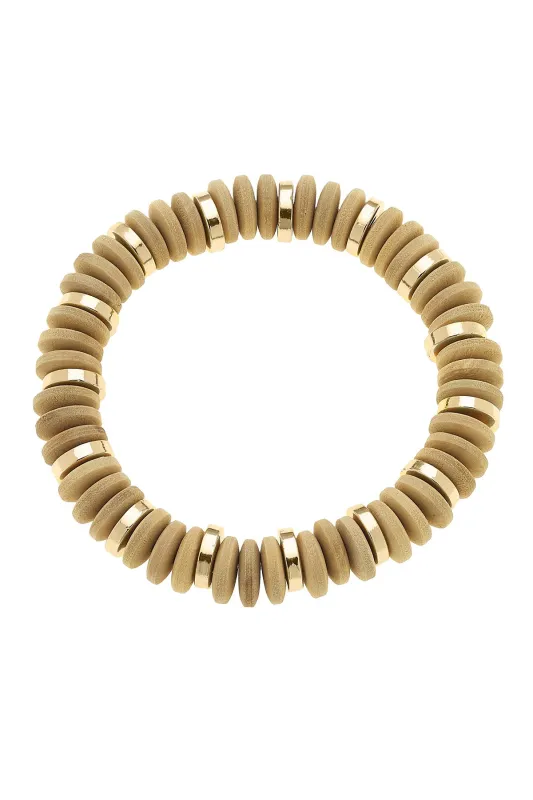 Channing Wood Layered Stretch Bracelet in Natural sold by Canvas Style