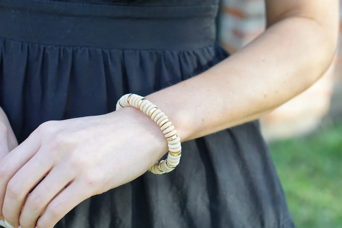Channing Wood Layered Stretch Bracelet in Natural sold by Canvas Style product image thumbnail 2