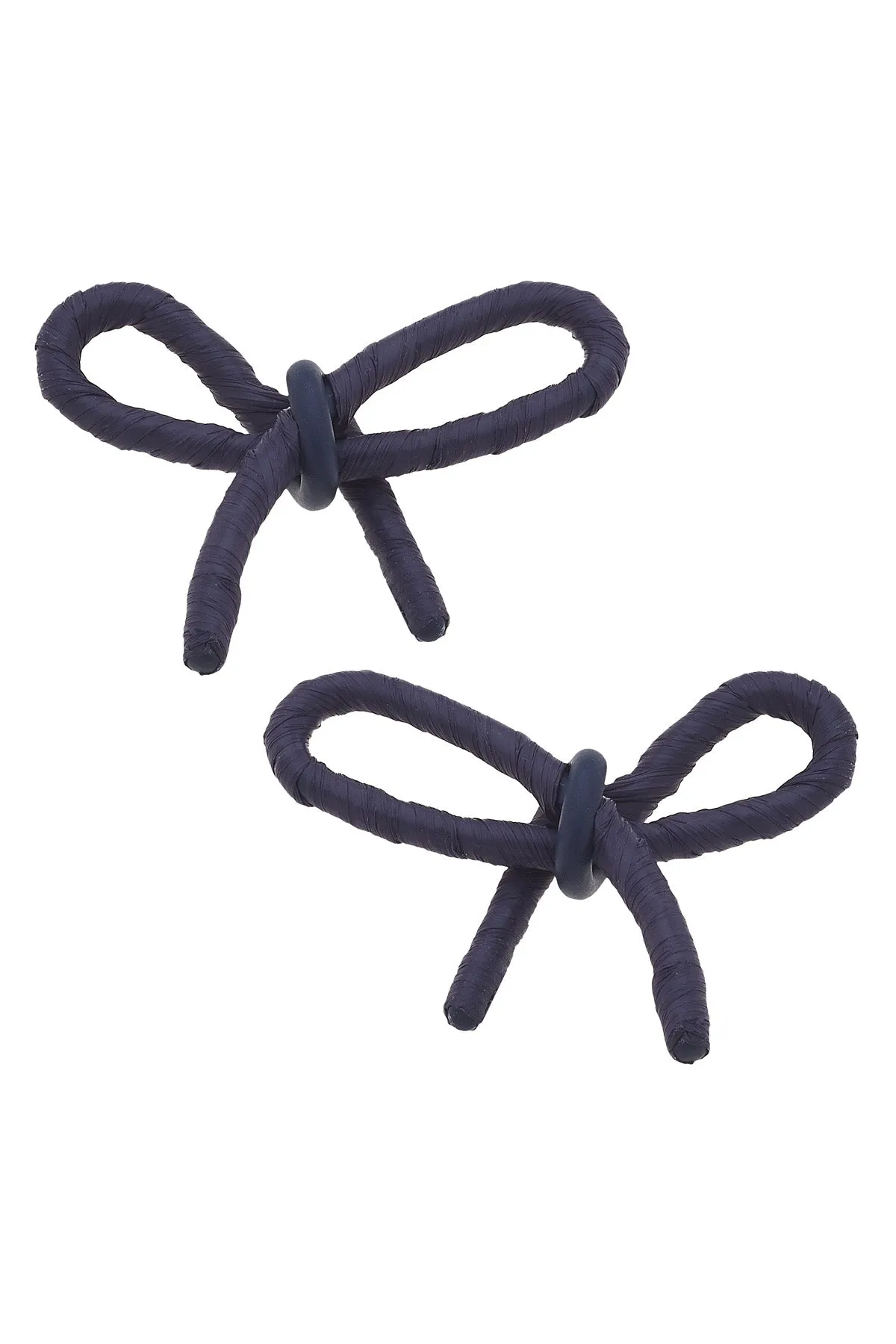Kendall Raffia Tied Bow Earrings in Navy sold by Canvas Style
