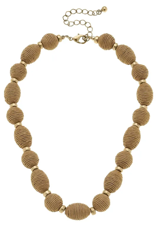 Mickey Raffia Beaded Necklace in Natural sold by Canvas Style