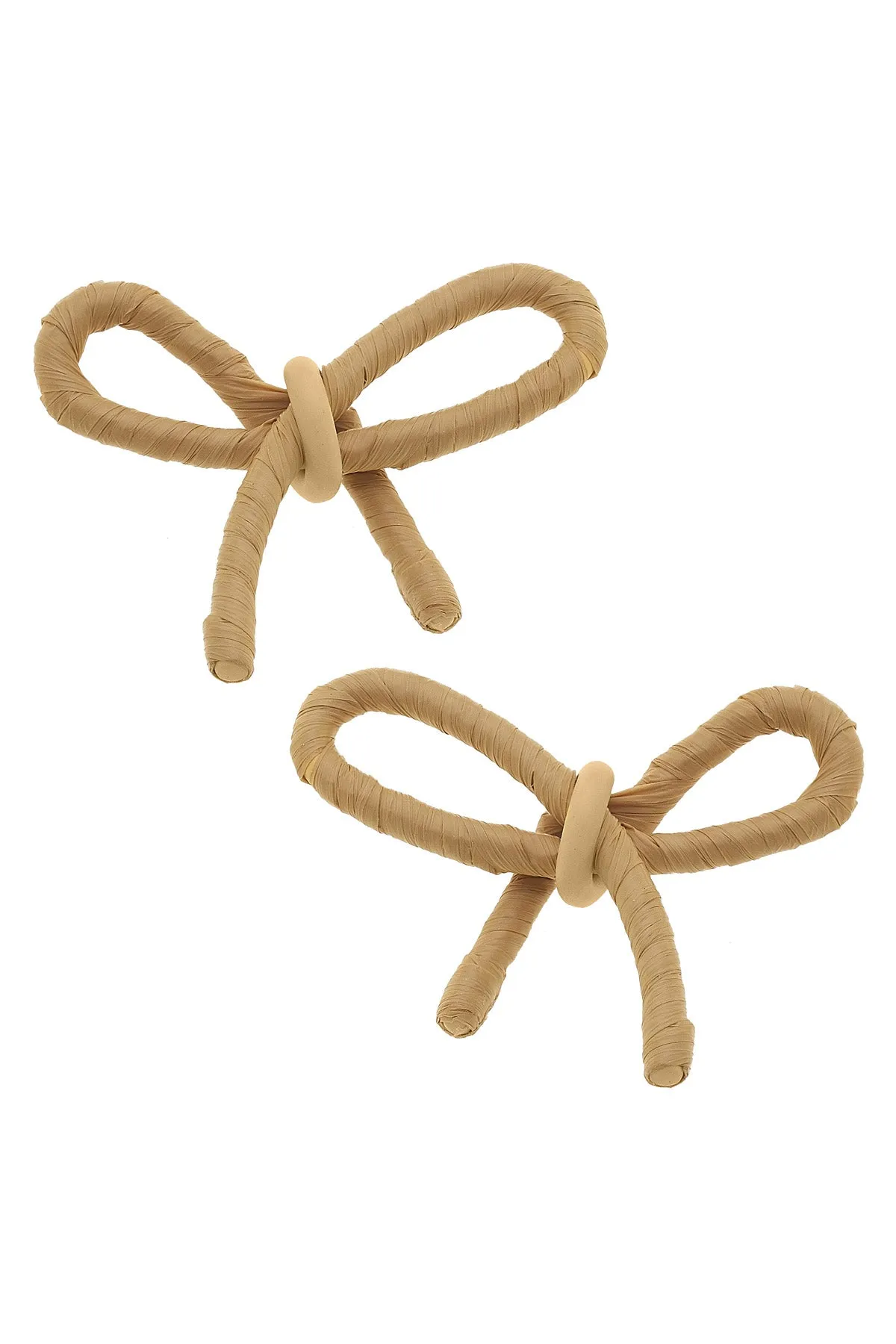 Kendall Raffia Tied Bow Earrings in Natural sold by Canvas Style