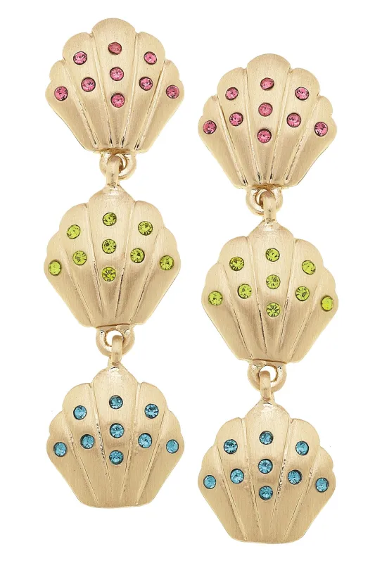 Galapagos Pave Shell Earrings in Shiny Gold sold by Canvas Style