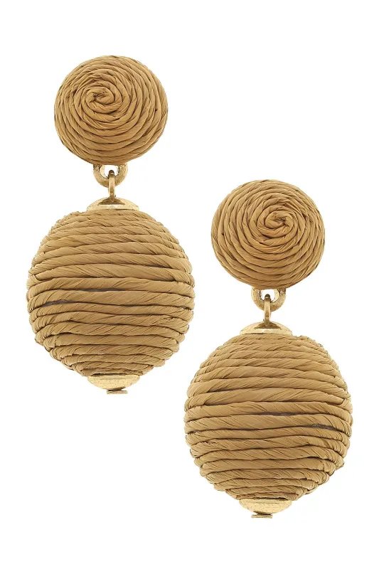 Flora Raffia Drop Earrings in Natural sold by Canvas Style