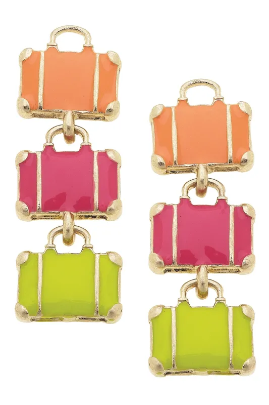 Pack Your Bags Enamel Suitcase Earrings sold by Canvas Style