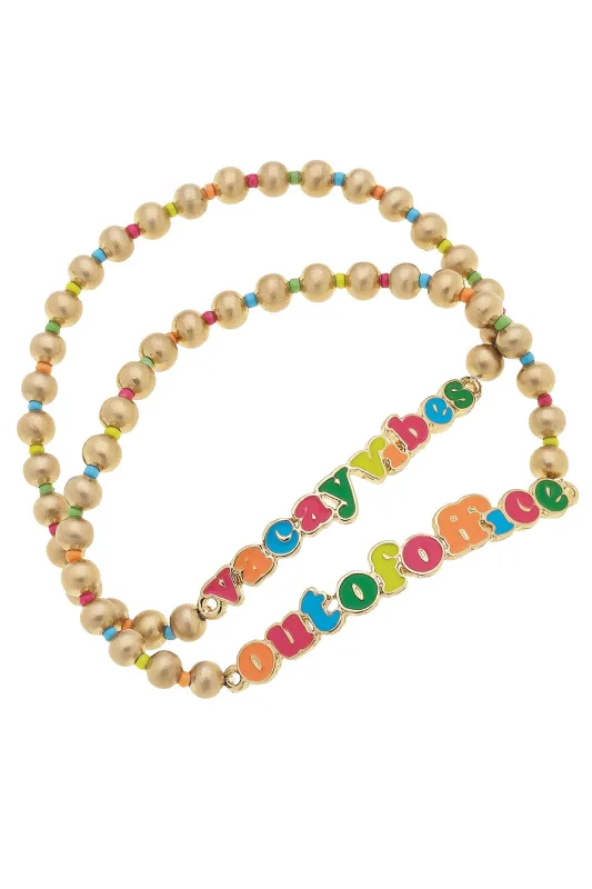 Out of Office Rainbow Ball Bead Bracelet Set of 2 sold by Canvas Style