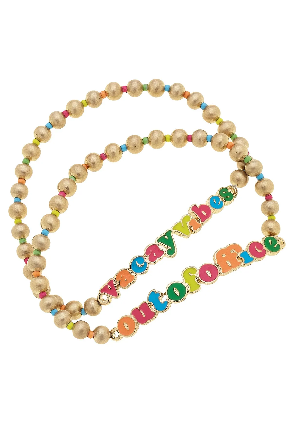 Out of Office Rainbow Ball Bead Bracelet Set of 2 sold by Canvas Style