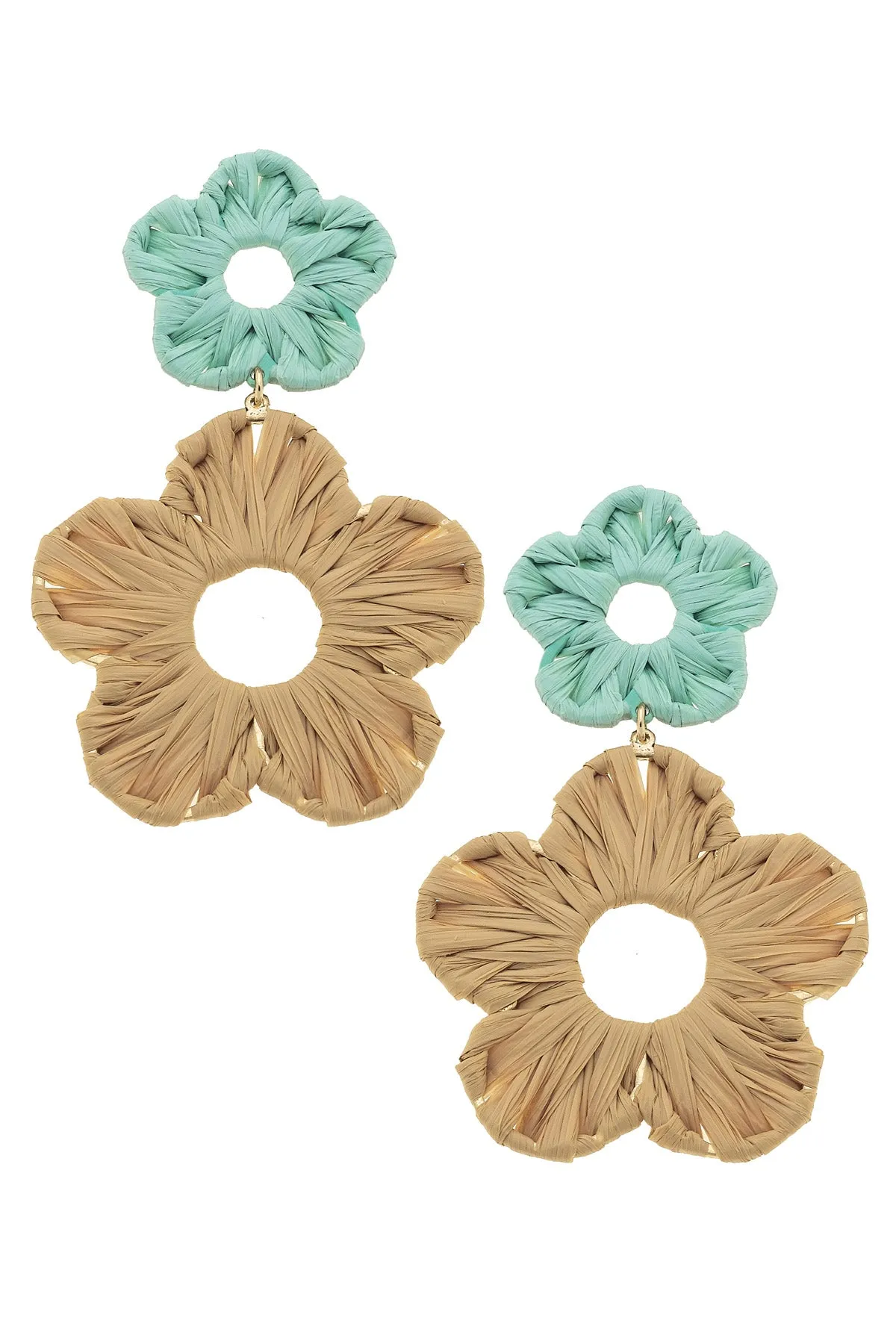Rosa Rattan Flower Bomb Earrings in Mint sold by Canvas Style