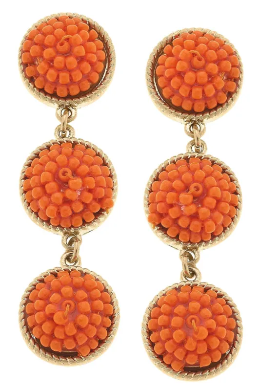 Ariel Beaded Linked Circle Drop Earrings in Orange sold by Canvas Style