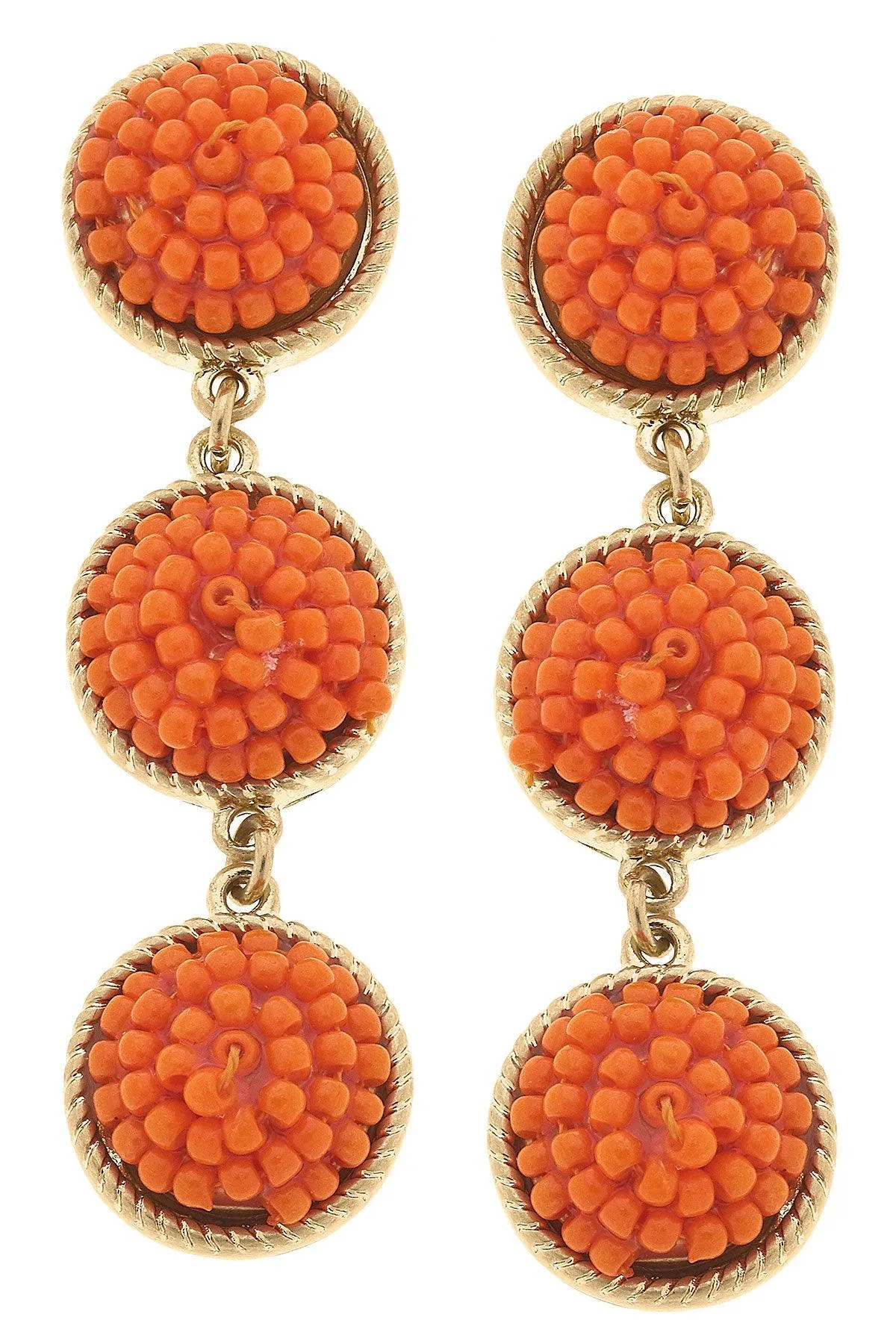Ariel Beaded Linked Circle Drop Earrings in Orange sold by Canvas Style