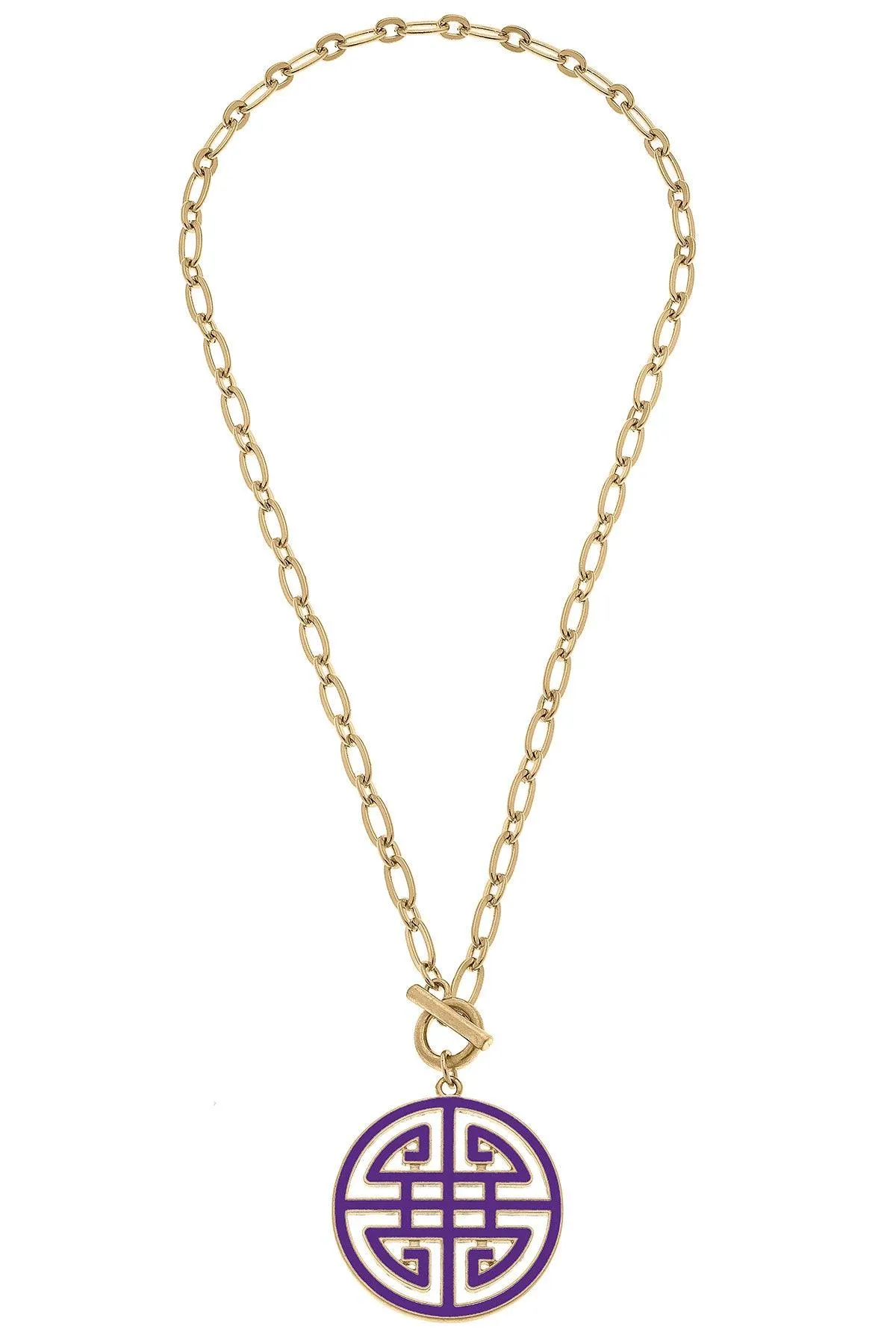 Tara Game Day Greek Keys Enamel Pendant Necklace in Purple sold by Canvas Style product image thumbnail 2