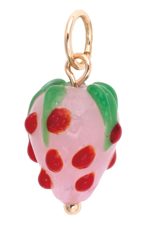 Glass Strawberry Charm in White & Red sold by Canvas Style