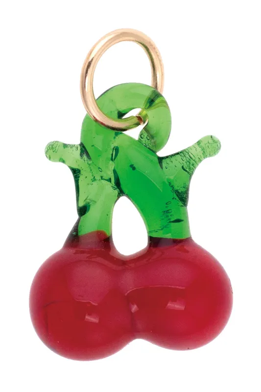 Glass Cherries Charm in Red & Green sold by Canvas Style