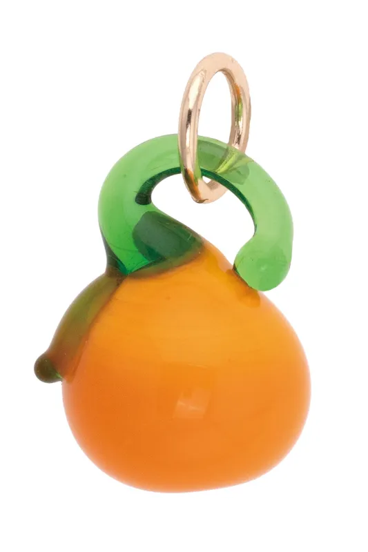 Glass Orange Charm in Orange & Green sold by Canvas Style