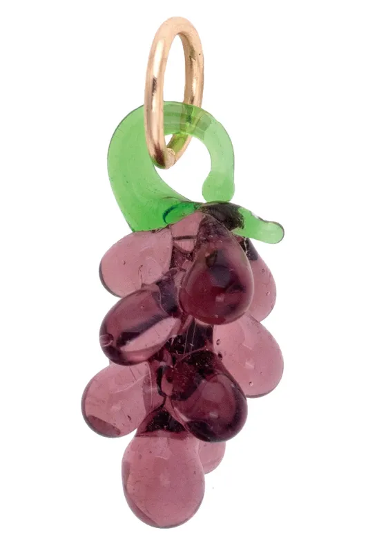 Glass Grape Cluster Charm in Purple & Green sold by Canvas Style
