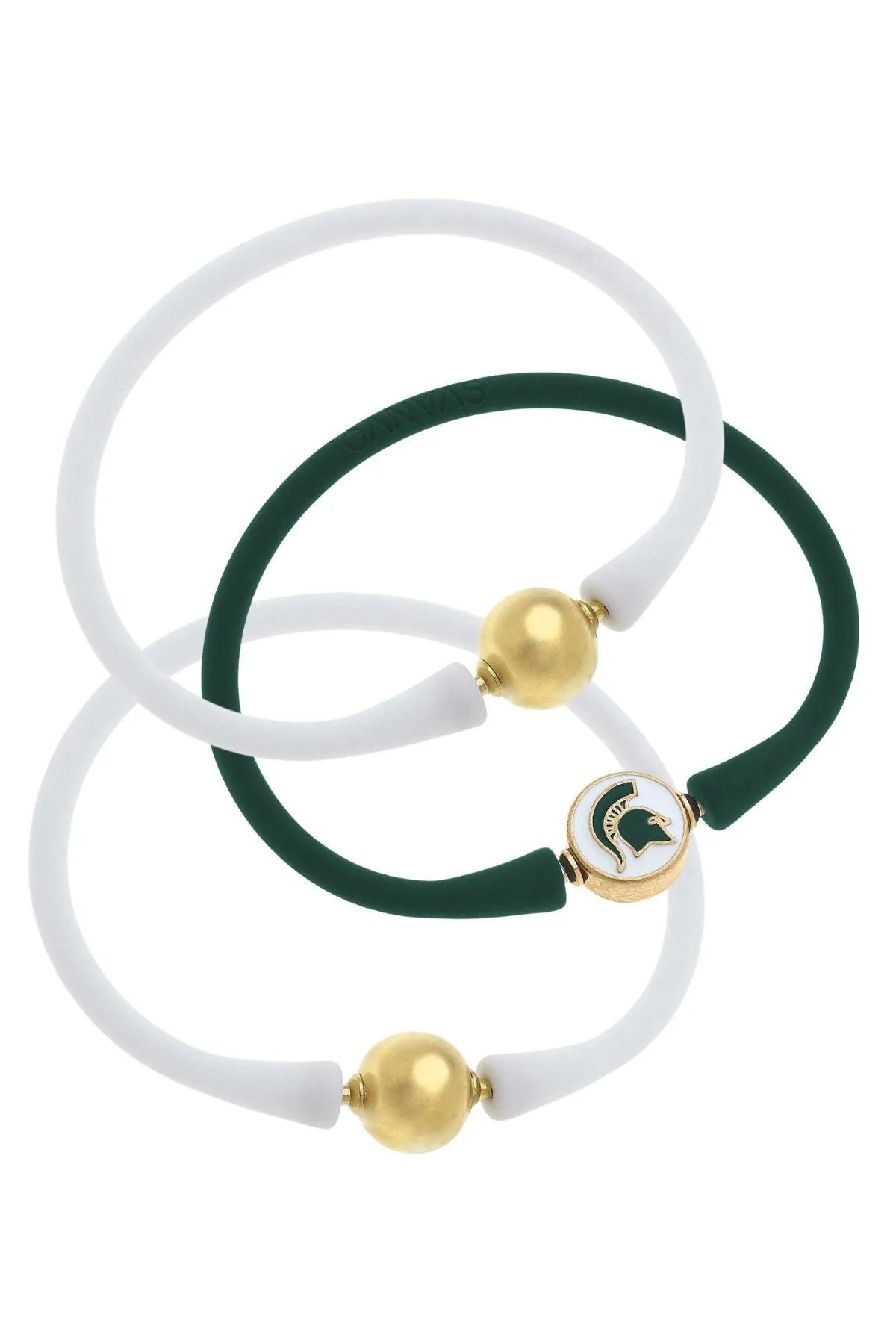Michigan State Spartans 24K Gold Plated Bali Bracelet Stack (Set of 3) sold by Canvas Style
