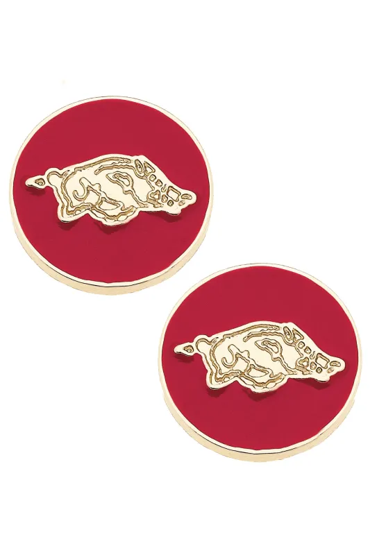 Arkansas Razorbacks Logo Circle Stud Earrings sold by Canvas Style