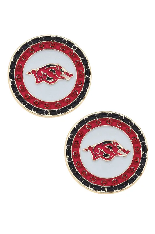Arkansas Razorbacks Pave Disc Stud Earrings sold by Canvas Style