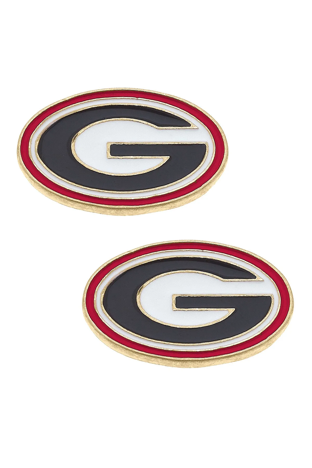 Georgia Bulldogs Enamel Logo Stud Earrings in Shiny Gold sold by Canvas Style