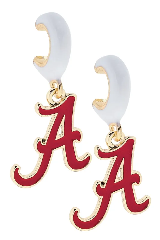 Alabama Crimson Tide Enamel Logo Huggie Hoop Earrings sold by Canvas Style