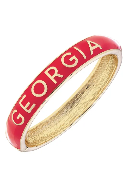 Georgia Bulldogs Sculpted Enamel Hinge Bangle in Red sold by Canvas Style