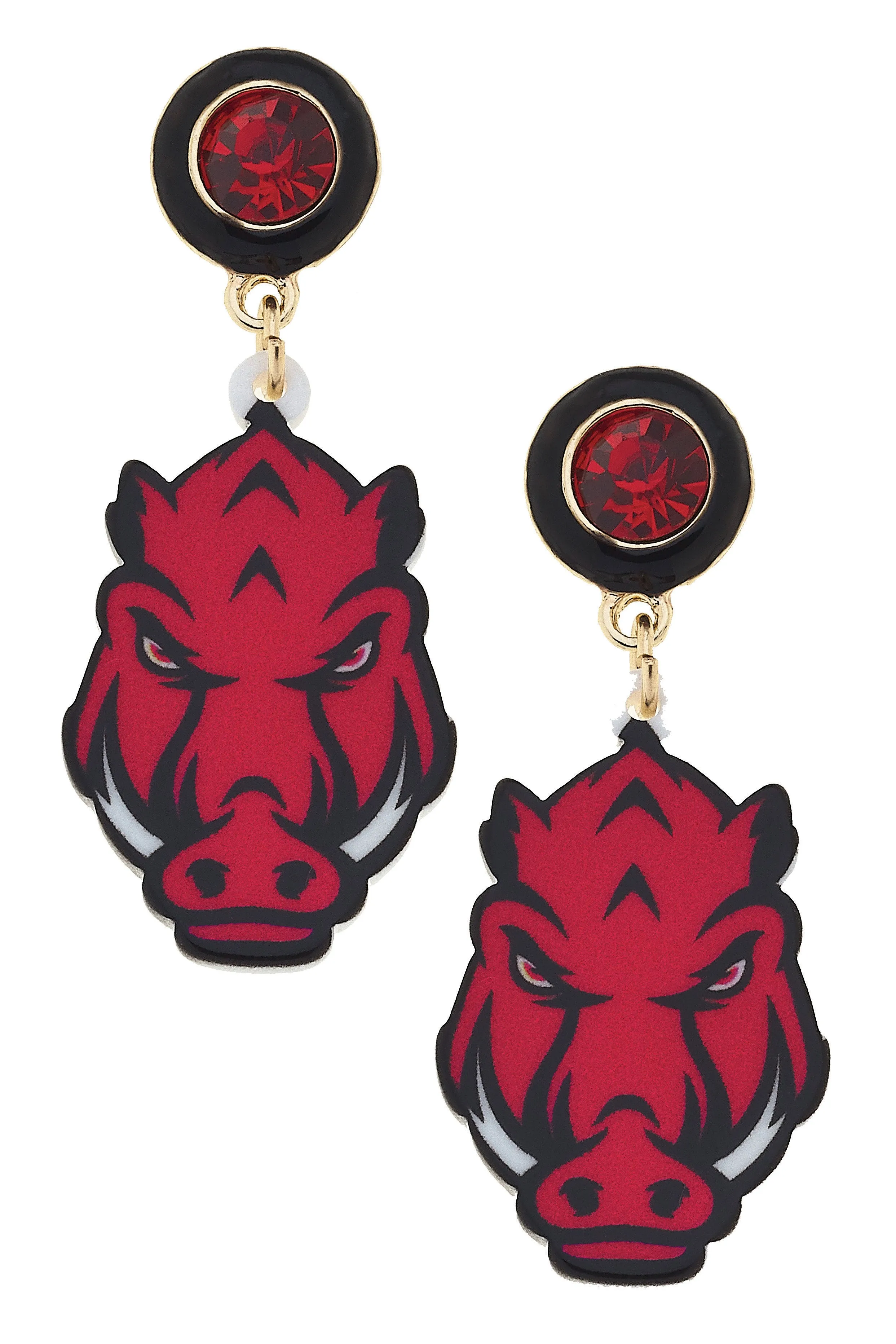 Arkansas Boss Hog Resin Mascot Earrings sold by Canvas Style