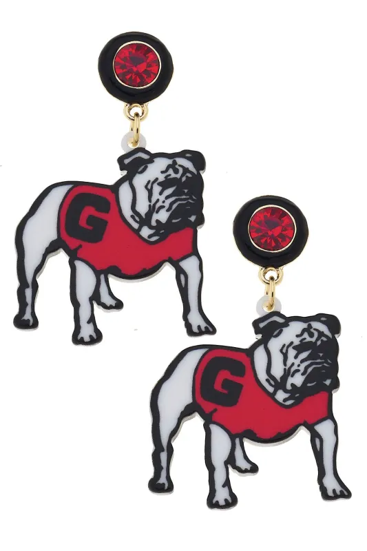 Georgia Hairy Dawg Resin Mascot Earrings in Red/Black sold by Canvas Style