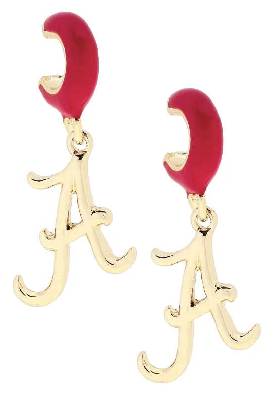 Alabama Crimson Tide Logo Huggie Hoop Earrings sold by Canvas Style