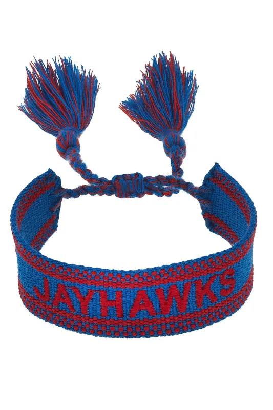Kansas Jayhawks Woven Tassel Bracelet in Blue/Red sold by Canvas Style