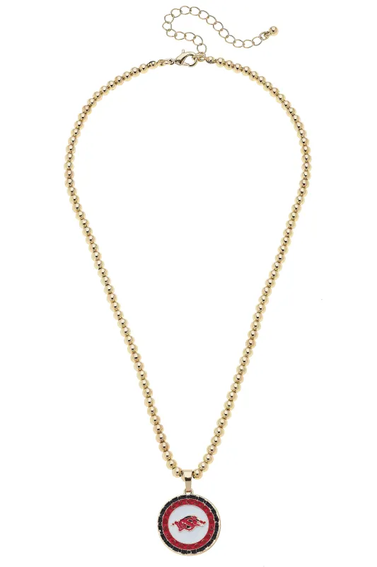 Arkansas Razorbacks Pave Disc Necklace sold by Canvas Style