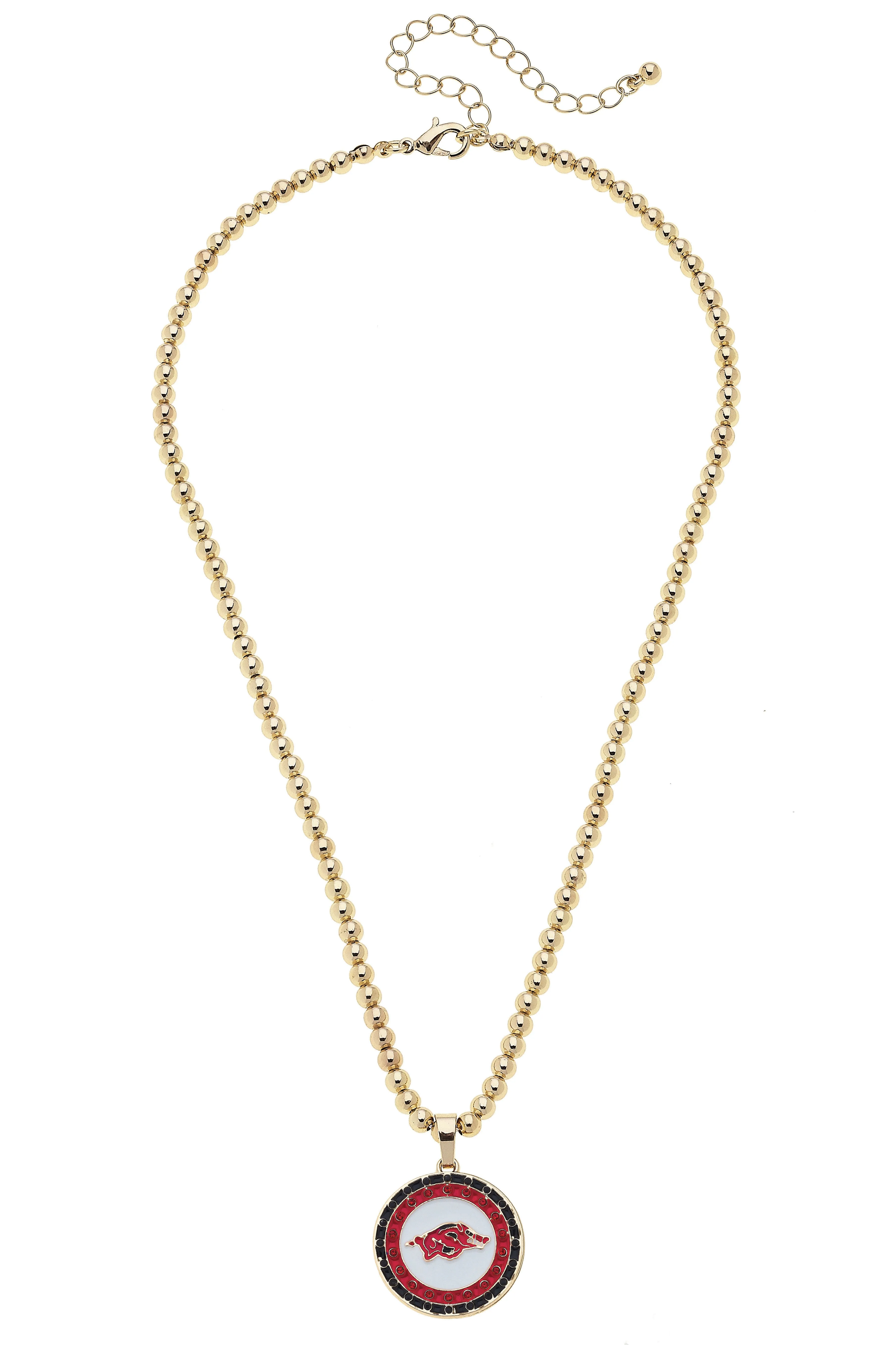 Arkansas Razorbacks Pave Disc Necklace sold by Canvas Style