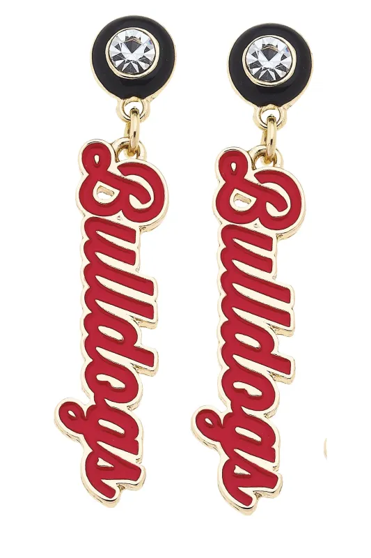 Georgia Bulldogs Autograph Enamel Earrings in Red sold by Canvas Style