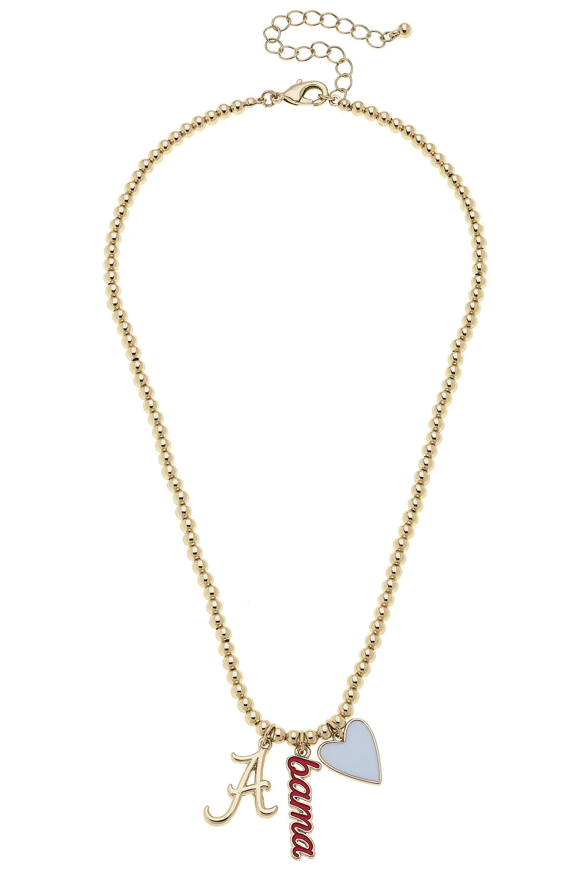 Alabama Crimson Tide Ball Bead Charm Necklace in Shiny Gold sold by Canvas Style