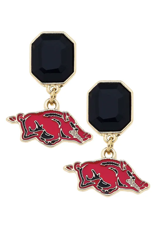 Arkansas Razorbacks Rhinestone Enamel Logo Earrings sold by Canvas Style