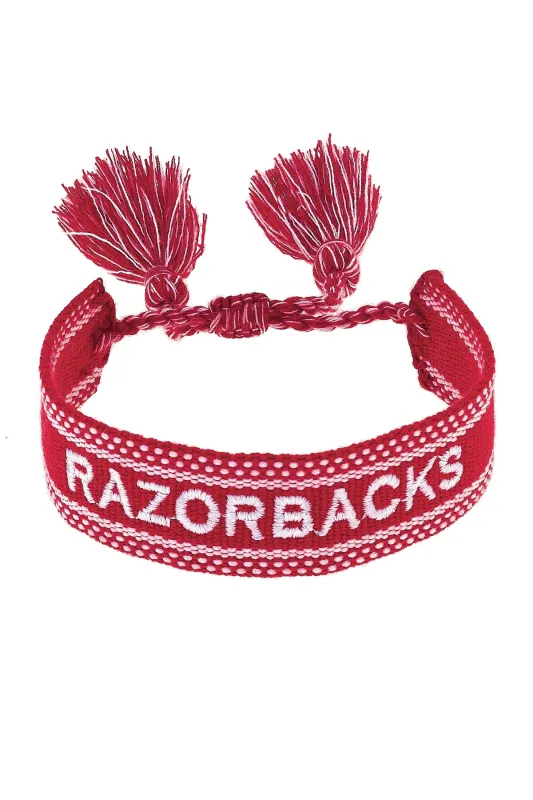 Arkansas Razorbacks Woven Tassel Bracelet sold by Canvas Style