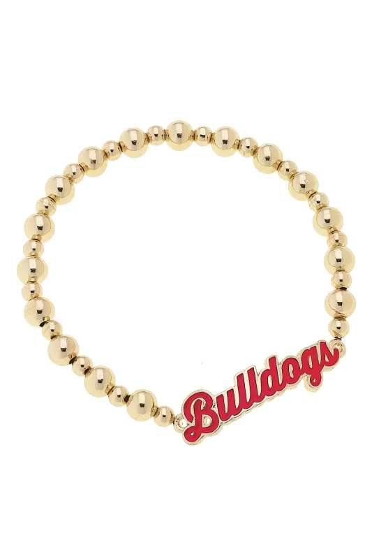 Georgia Bulldogs Autograph Enamel Stretch Bracelet in Shiny Gold sold by Canvas Style