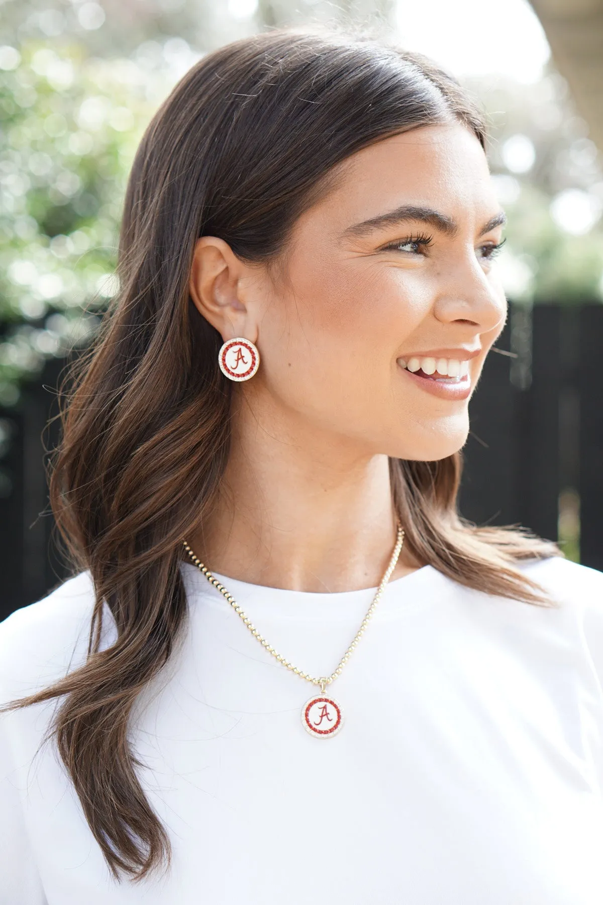 Alabama Crimson Tide Pave Disc Stud Earrings sold by Canvas Style product image thumbnail 2