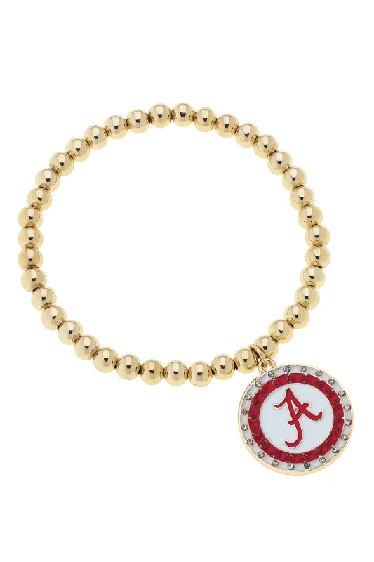 Alabama Crimson Tide Pave Disc Ball Bead Stretch Bracelet sold by Canvas Style